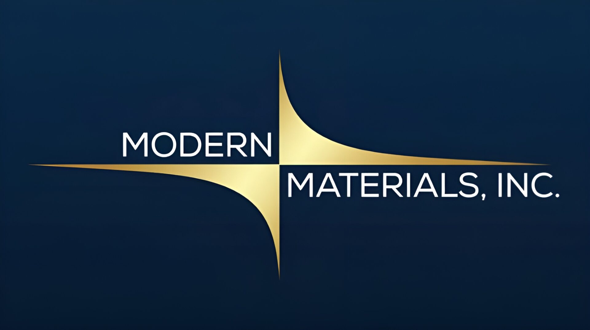 Modern Material logo with a sleek gold and navy design.