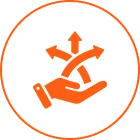 Hand guiding arrows symbol